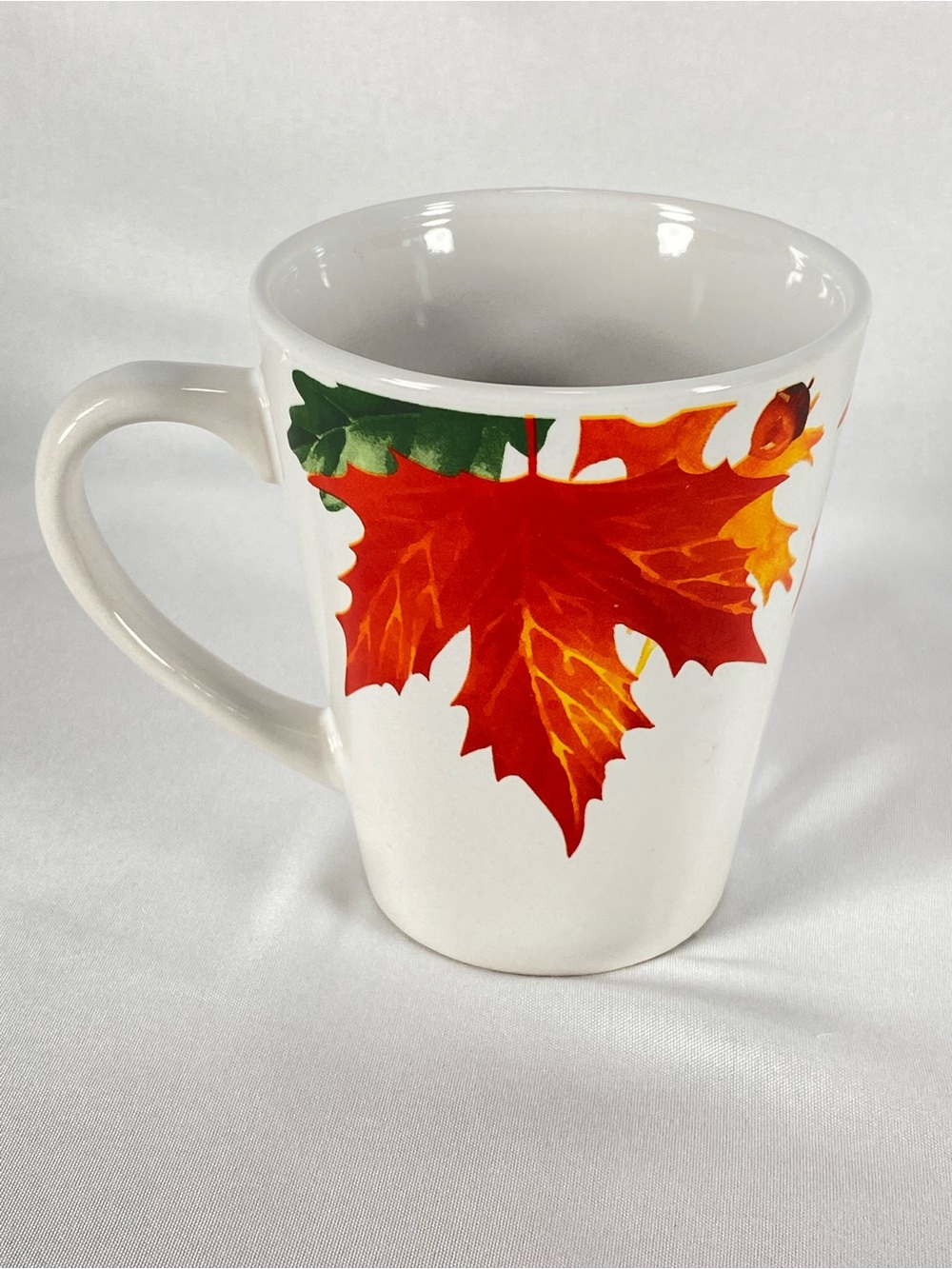 Royal Norfolk White Ceramic Mug with Orange and Green Autumn Leaves - Picture 3 of 6